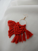 Load image into Gallery viewer, Red Woven Earrings
