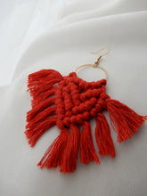 Load image into Gallery viewer, Red Woven Earrings
