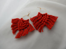 Load image into Gallery viewer, Red Woven Earrings
