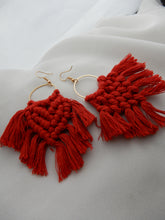 Load image into Gallery viewer, Red Woven Earrings
