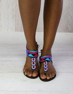 Blue Aztec Sandals