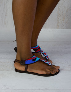 Blue Aztec Sandals