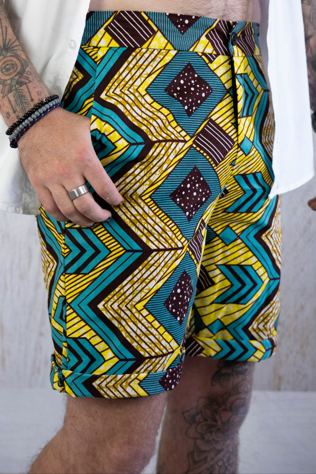 Mens African Fabric Shorts