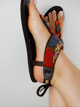 Load image into Gallery viewer, Metallic Tie-Up Sandals

