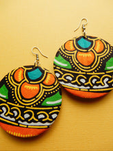Load image into Gallery viewer, Orange African Fabric Earrings
