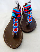 Load image into Gallery viewer, Blue Aztec Sandals
