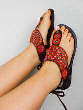 Load image into Gallery viewer, Afrix Style 37 (size 6) Red Sandals Leather
