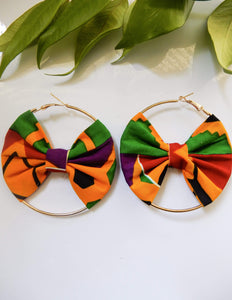 Afrix Style Gold Hoop Fabric Earrings