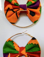 Load image into Gallery viewer, Afrix Style Gold Hoop Fabric Earrings
