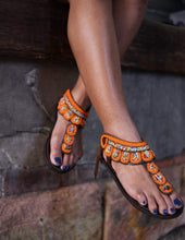 Load image into Gallery viewer, Afrix Style Orange Scattered Sandal
