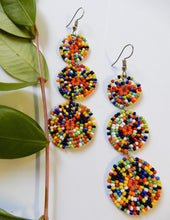 Load image into Gallery viewer, Afrix Style Rainbow Three Circle Drop Earrings
