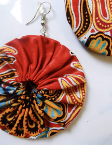 Afrix Style Red Fabric Earrings