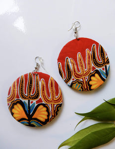 Afrix Style Red Fabric Earrings